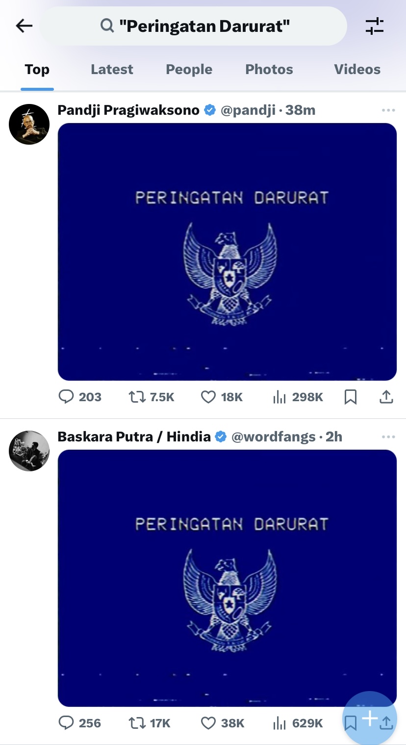 Tangkapan layar Peringatan Darurat yang diunggah para figur publik